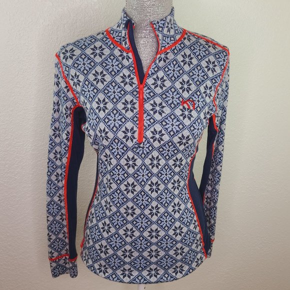 Kari Traa Sweaters - Kari Traa Wool Snowflake Quarter Zip Baselayer